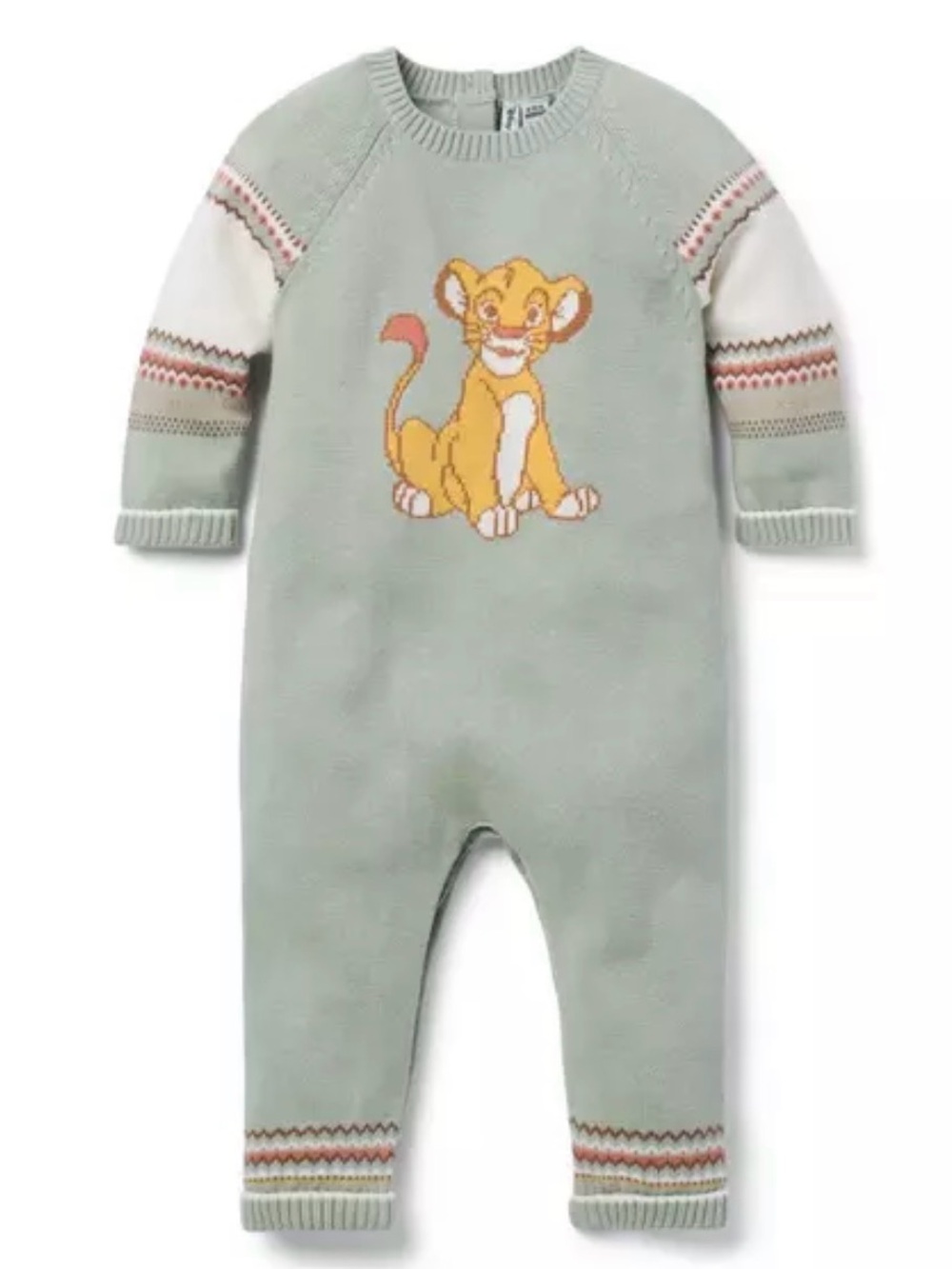 Janie and Jack Light Gray Knit One-Piece with Simba
